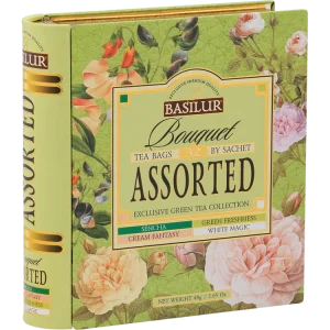Grüner Tee BASILUR Book Assorted Bouquet Blechverpackung Gastro-Teebeutel 32x1,5g